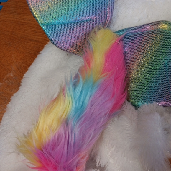 Rainbow Unicorn Hooded White Plush  Pet Dog Costume Small - Picture 7 of 8